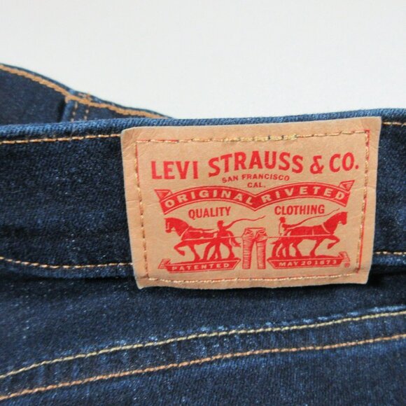 Levis womens indigo distressed Classic boot stretch jeans 32x32 EUC - Picture 7 of 9